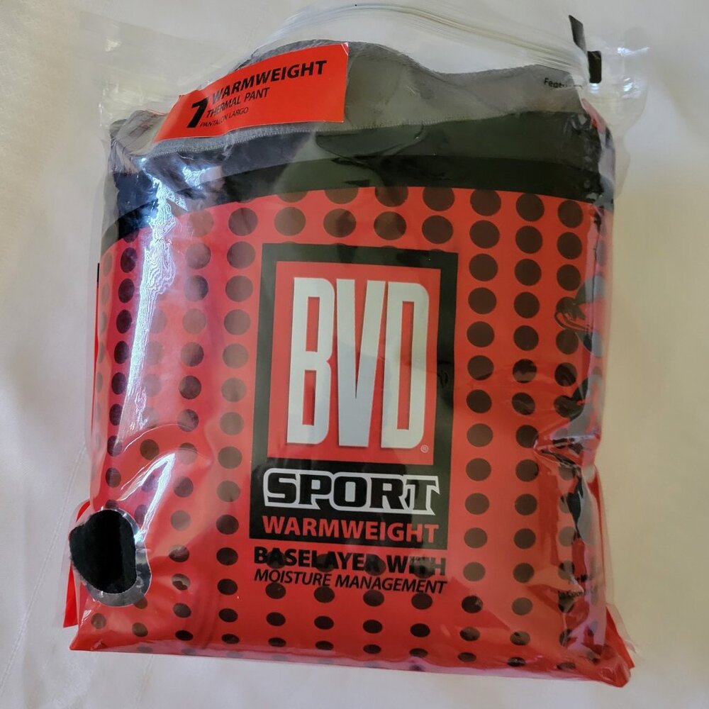 BVD Sport Warmweight Mens XL Pant Black Base Layer NWT Wicks